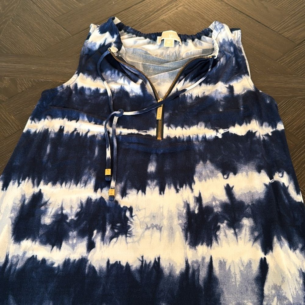 Michael Kors Tie Dye Dress XS | Blue White Knee Length Stretch Summer - Picture 3 of 6